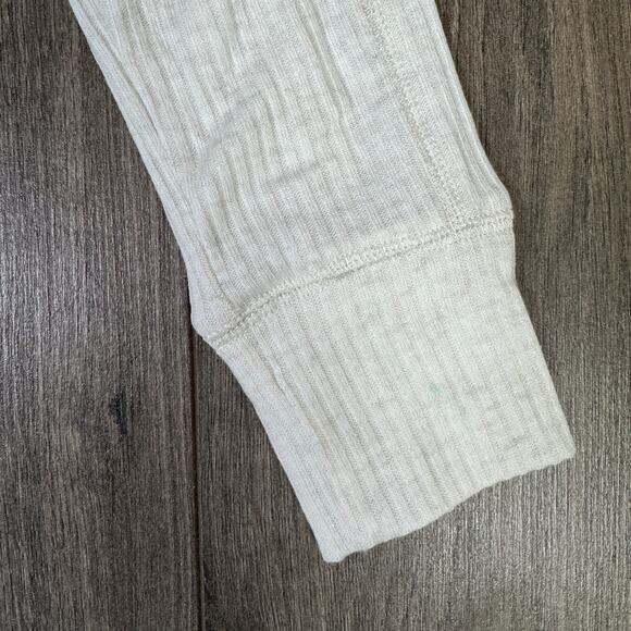 Madewell Ribbed Crewneck Long-Sleeve Tee WMNS S Heather Cream Stretchy Pullover - Picture 6 of 9